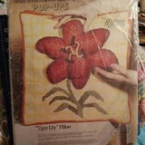 Vtg 1974 Paragon 3D Needlepoint Pillow Kit-Tiger Lily-14" x 14"-Mint in Pkg