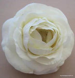 3 1/2" Cream White Ranunculus Silk Flower Hair Clip,Wedding,Prom,Dance,Bridal