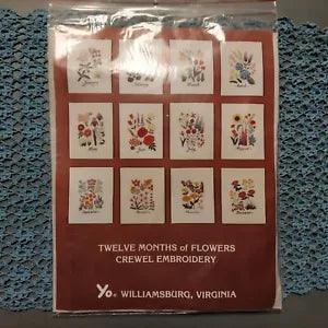 January Flowers Crewel Embroidery Kit Yo Williamsburg Holly Carnation Snow Drop