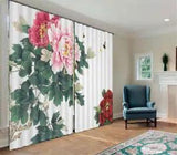 Rich Peony Flower 3D Curtain Blockout Photo Printing Curtains Drape Fabric