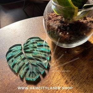 Monstera Leaf Coasters | Green and Blue Glass Acrylic