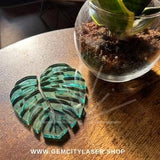 Monstera Leaf Coasters | Green and Blue Glass Acrylic