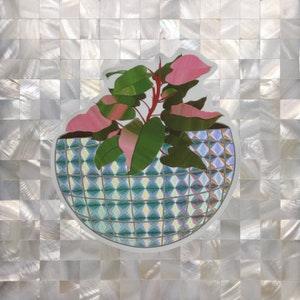 The "Disco Princess" Vinyl Sticker - Mirrorball Philodendron Pink Princess Plant - Laptop Decal / Vinyl Sticker / Waterbottle