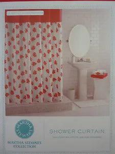 NEW Martha Stewart Le Petite Fleurs Carnation Shower Curtain 72x72 Red Flower