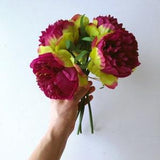 Royal purple Peony Bouquet, Artificial Silk flowers, Faux peonies, Faux flowers, Flowers in a vase, 30 cm height, Mason jar flowers