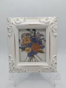 Vintage Handmade Framed Pressed Dried Flowers Art Decor Bouquet framed Picture