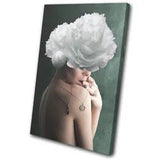 Art Nude Flower Peony Teal Abstract SINGLE CANVAS WALL ART Picture Print