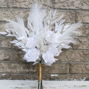 White Pampas Grass Bouquet, Winter Weddings, Bridal Bouquet artificial , Boho Bouquet, Wedding Bouquet, Bridal Bouquets,