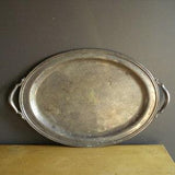 Large Oval Silverplate Serving Tray with Handles - Webster Wilcox Silver Tray - Vintage Silverplate Plant or Drink Tray