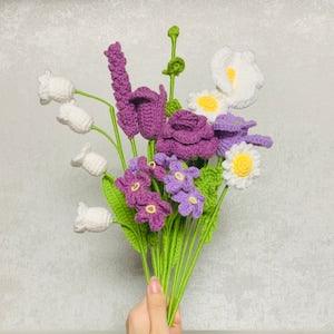 Crochet flowers tulip flower Calla Lily rose Daisy forget me not ornaments cute A bunch of flower Anniversary bouquet Gift for her