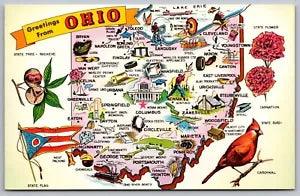 Greetings Ohio Buckeye State Cardinal Carnation Flower OH River Boats PC