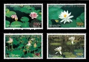 Ivory Coast 1997 - Water Flowers, Lily Pads - Set of 4v - Scott 998-1001 - MNH