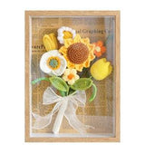 Crochet Mixed Flowers Bouquet In Picture Frame, Handmade Knitted SunFlowers Bouquet, Eclectic Home Decor, Gift for Her, Mult Flowers Option