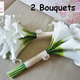 TWO Bridesmaid bouquet, Calla Lily Bouquet, Flower Girl Bouquet, Toss Bouquet, Wedding Accessories, Bridesmaid Gifts, Silk Flower Bouquet