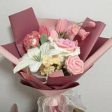 Crochet flower bouquet,Knitted FlowersHand Made Artificial Flowers,Tulip Bouquet, Knitted Rose Bouquets,Mother's Day gift,Bouquet rose