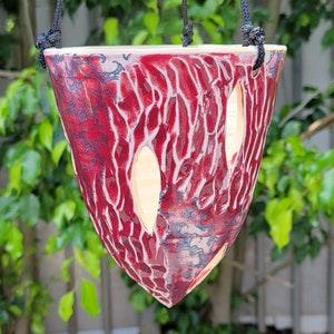 Hanging Orchid Pot with Red Glaze and Decals