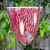 Hanging Orchid Pot with Red Glaze and Decals