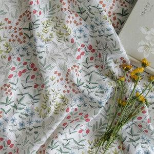 Floral, Plants pattern, Fresh Space Flower printed Cotton Fabric by the yard, 110cm wide, Cotton material, Sewing, DTP, DYI, Korea, Free
