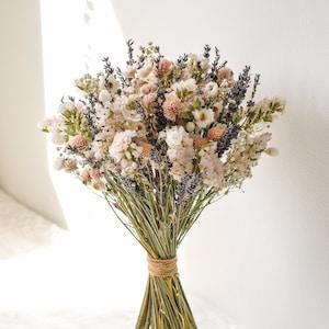 Lavender, Blush & White Wedding Bouquet - Dried Wedding Bouquet - Lavender, Daisies and Baby's Breath