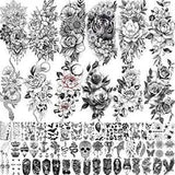61 Sheets  Moon Peony Flowers Temporary Tattoos For Women Girls Arm Sleeve