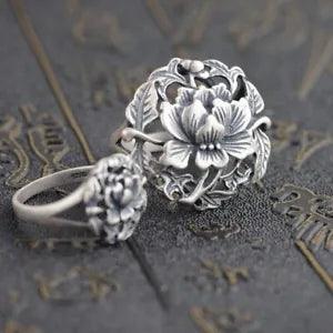 Woman Ring Fashionable Peony Flower Open Size Version Valentine's Day Gifts
