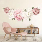 Peony Flower Wall Stickers - PVC Bedroom Living Room Decorative Sticker 60x40cm