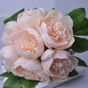 Quality Silk Peony Bouquet Silk Wedding Flowers 7 Heads Artificial Peonies Bouquet For Bridal Bridesmaids DIY Flowers Centerpieces ZHHSZ13