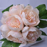Quality Silk Peony Bouquet Silk Wedding Flowers 7 Heads Artificial Peonies Bouquet For Bridal Bridesmaids DIY Flowers Centerpieces ZHHSZ13