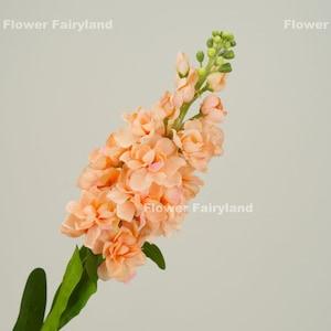 Faux Brompton Stock Flower Stem | Artificial Flower | Centerpieces | DIY Floral | Wedding/Home Decoration | Gifts - Peach