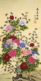 HANDPAINTED ORIGINAL ASIAN CHINESE WATERCOLOR PAINTING-Peony flower&butterfly