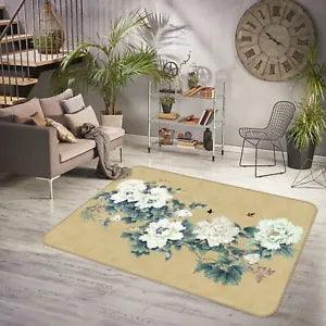 3D White Peony Flower NBC1660 Game Rug Mat Elegant Photo Carpet Mat Fay 2023
