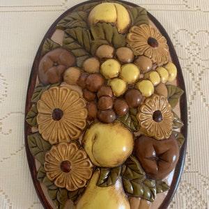 Hand Painted 3D Fruit and Sunflower Wall Art, 1970 Wall Art