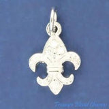 Fleur de Lis Lily Flower Saints with CZ 925 Sterling Silver Charm Cubic Zirconia