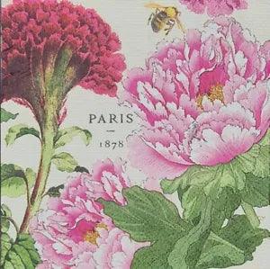 TWO Individual Napkins Bees Peonies Flowers Lunch Decoupage (564)