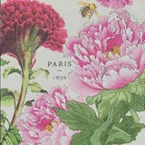 TWO Individual Napkins Bees Peonies Flowers Lunch Decoupage (564)