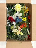 5lb Box of Assorted Artificial Flowers and Greenery - Used- Lillies Moss Roses