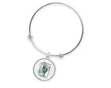 May Lily of the Valley Birth Flower Silver Bangle Bracelet Charm Adjustable