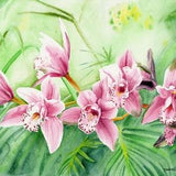 Pink Orchids Watercolor Art Print, Pink Orchids, Floral Watercolor Print