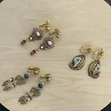 Calla Lily Floral Feathers Gold Tone Dangle Drop Costume Clip on Earrings Lot