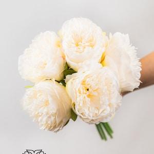 5pc Cream Peony Floral Bouquet/Floral Sprays/ Wedding Roses/ White/Greenery Bushel/ Outdoor Wedding Greenery/Centerpiece Decor/Faux Flowers/