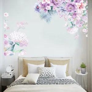 Wall Stickers Green Harmless Purple Peony Removable Waterproof DIY Decal