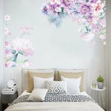 Wall Stickers Green Harmless Purple Peony Removable Waterproof DIY Decal