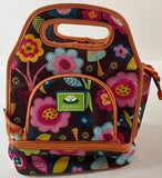 Lily Bloom Insulated Work School Lunch Bag Brown Orange Floral