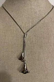 Vintage Signed Avon Calla Lily Lariat Two Tone Bell Flower Necklace 22".