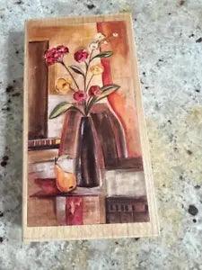 NEW LISTINGStamping Cardmaking Stamps Happen - Wood Mount Rubber Stamp PEAR AND RANUNCULUS
