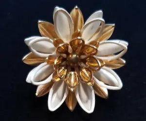 Sarah Coventry Water Lily Lotus Flower White Gold Tone Earrings Signed