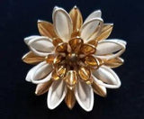 Sarah Coventry Water Lily Lotus Flower White Gold Tone Earrings Signed