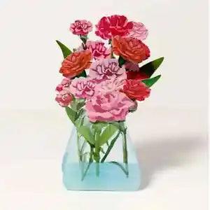 3D Pop-Up Flower Card: Carnation Bouquet B-day, Weddings, Anniversaries & More!