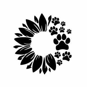 Sunflower with Paw Prints Car Decal