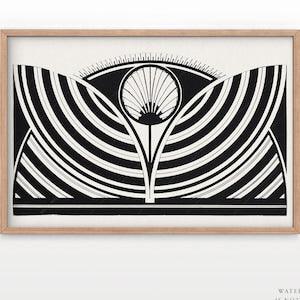 Modern Black White Art, Geometric Abstract Shapes, Samuel Jessurun de Mesquita, Minimalist Art, Floral design, Famous Painting 1905